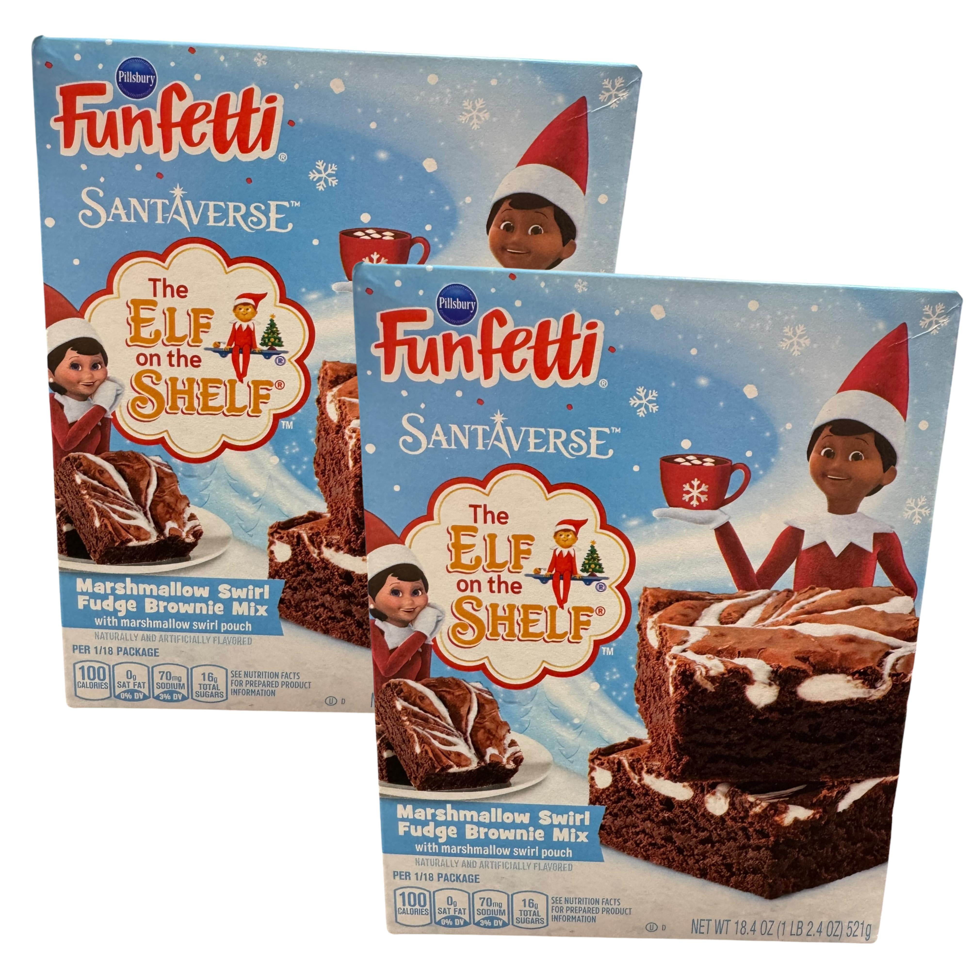 Pillsbury Funfetti Santaverse The Elf on the Shelf Marshmallow Swirl Fudge Brownie Mix - 2 pack