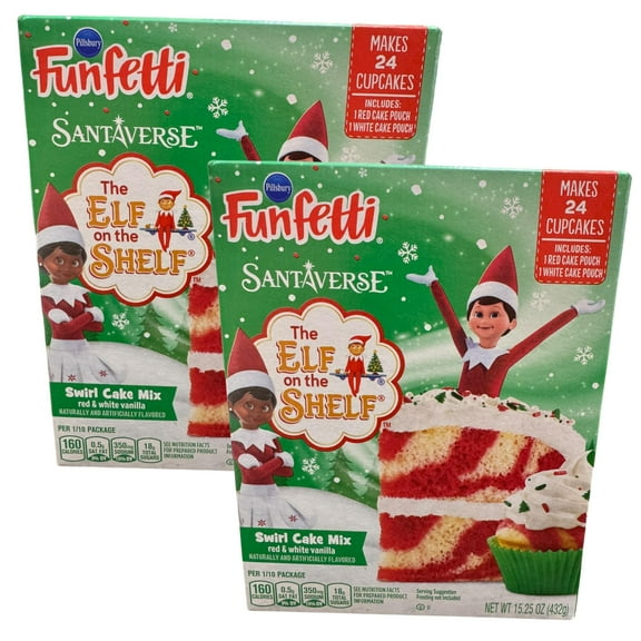 Pillsbury Funfetti Santaverse The Elf on the Shelf Swirl Cake Mix 2 pack