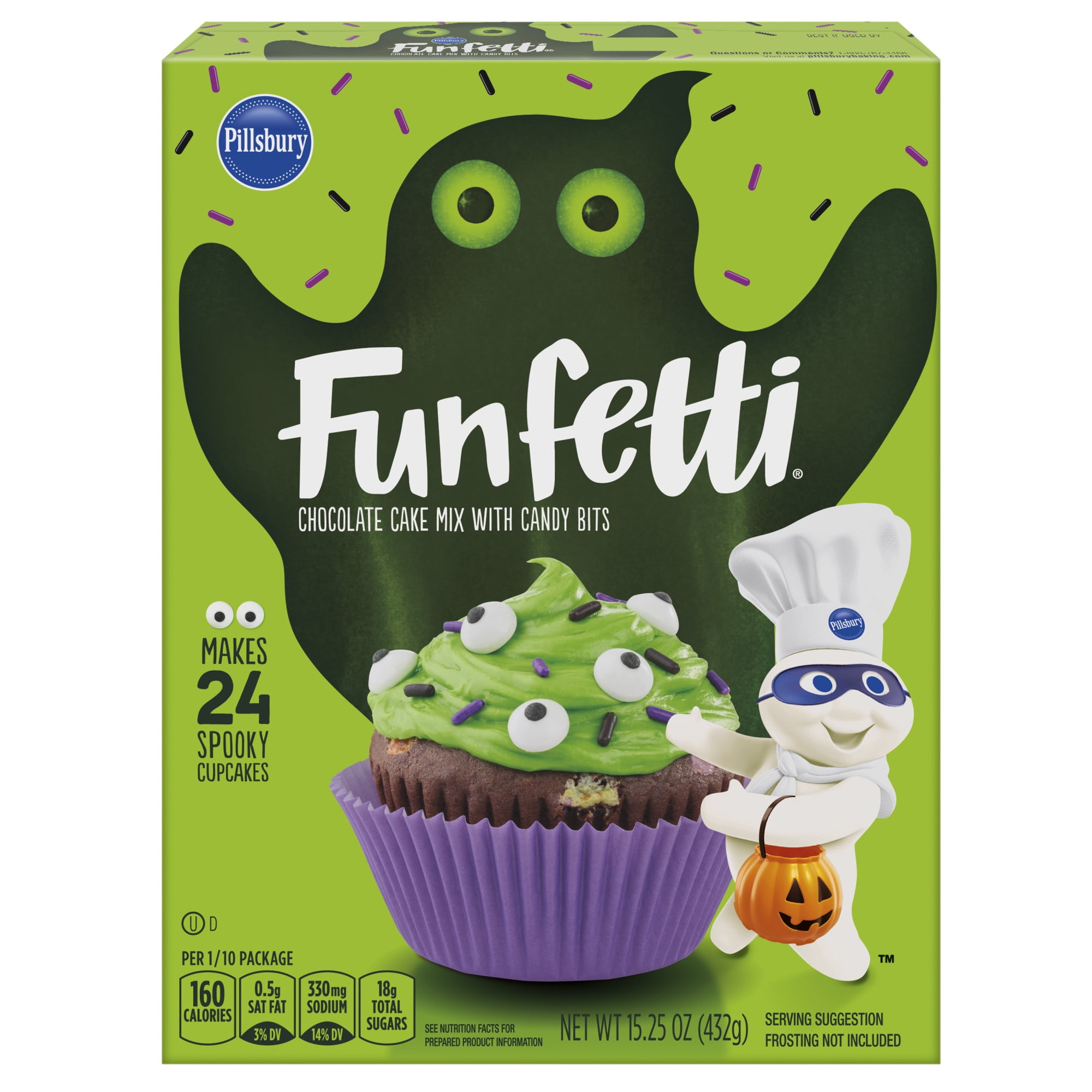 Pillsbury Funfetti Slime Chocolate Cake Mix with Colored Bits, 15.25 Oz Box