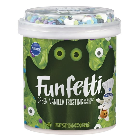 Pillsbury Funfetti Slime Green Vanilla Frosting, 15.6 Oz Tub
