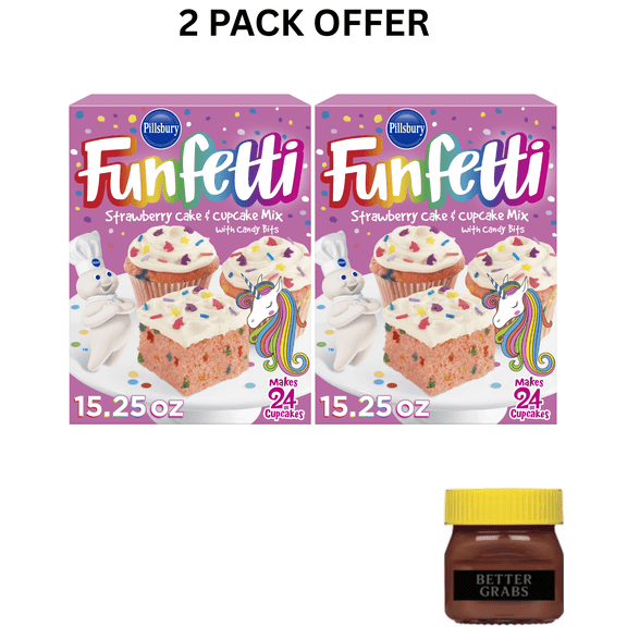 Pillsbury Funfetti Strawberry Cake Mix with Candy Bits, (15.25 oz Box)