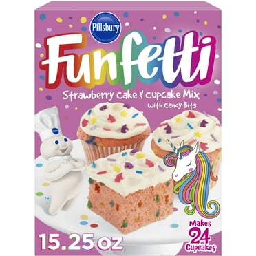 Pillsbury Funfetti Strawberry Cake Mix with Candy Bits, 15.25 oz Box