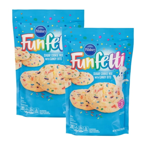 Pillsbury Funfetti Sugar Cookie Mix with Candy Bits, 16 Oz Pouch (2 pack)