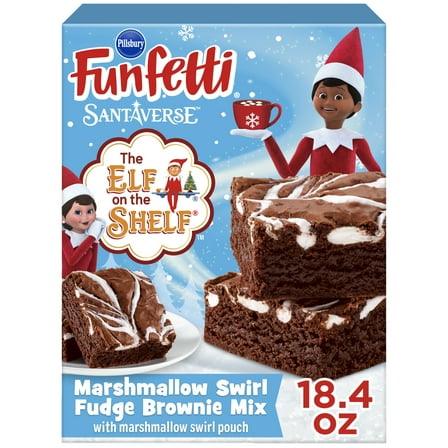 Pillsbury Funfetti The Elf on the Shelf Marshmallow Swirl Fudge Brownie Mix, 18.4 oz Box
