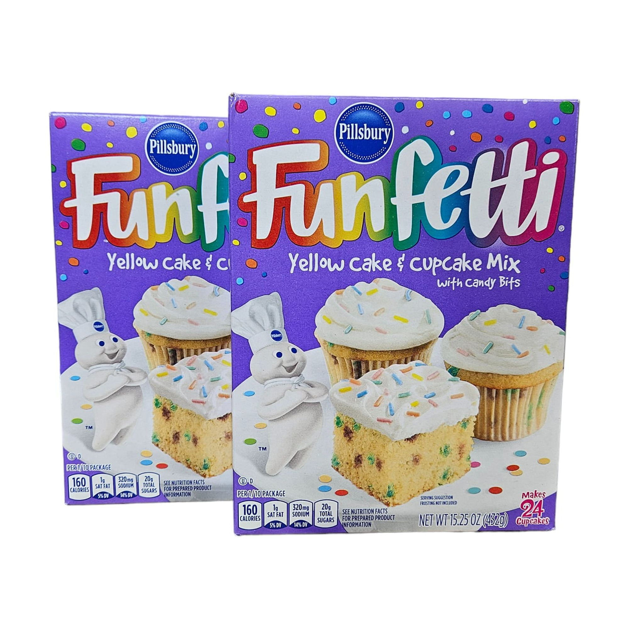 Pillsbury Funfetti Yellow Cake \u0026 Cupcake Mix with Candy Bits (2-Pack)
