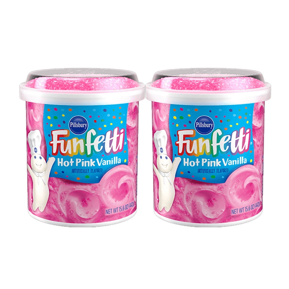 Pillsbury FunfettiHot Pink Vanilla Flavored Frosting, 15.6 oz - Palatize Pack of 2