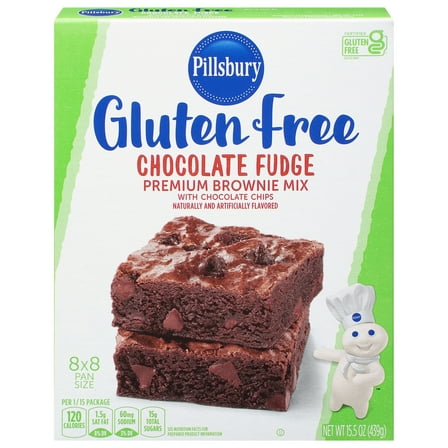 Pillsbury Gluten Free Chocolate Fudge Premium Brownie Mix with Chocolate Chips, 15.5 oz Box