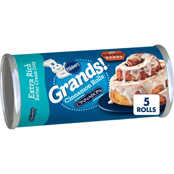 Pillsbury Grands! Cinnamon Rolls, Cinnabon Cinnamon and Butter Cream Icing, 5 Ct, 17.5 oz