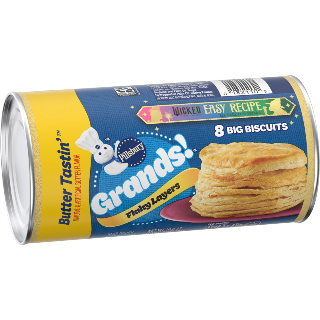 Pillsbury Grands! Flaky Layers Butter Tastin' Refrigerated Biscuit Dough, 8 Count, 16.3 oz