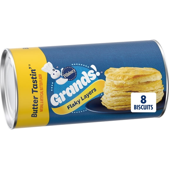 Pillsbury Grands! Flaky Layers Butter Tastin' Refrigerated Biscuit Dough, 8 Count, 16.3 oz