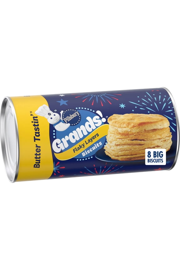 Grands! Flaky Layers Butter Tastin' Refrigerated Biscuit Dough, 8 Count, 16.3 oz