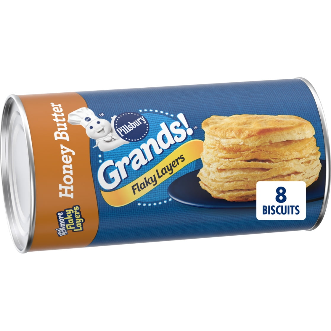Pillsbury Grands! Flaky Layers Honey Butter Biscuits, 8 Ct, 16.3 oz