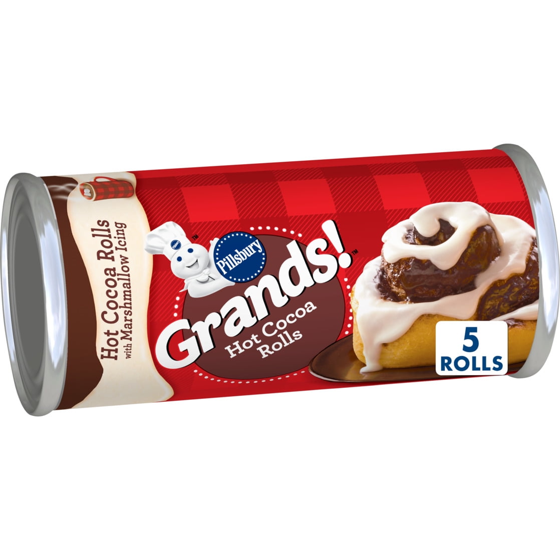 Pillsbury Grands! Limited Edition Hot Cocoa Rolls, Marshmallow Icing, 5 Big Rolls, 17.5 oz