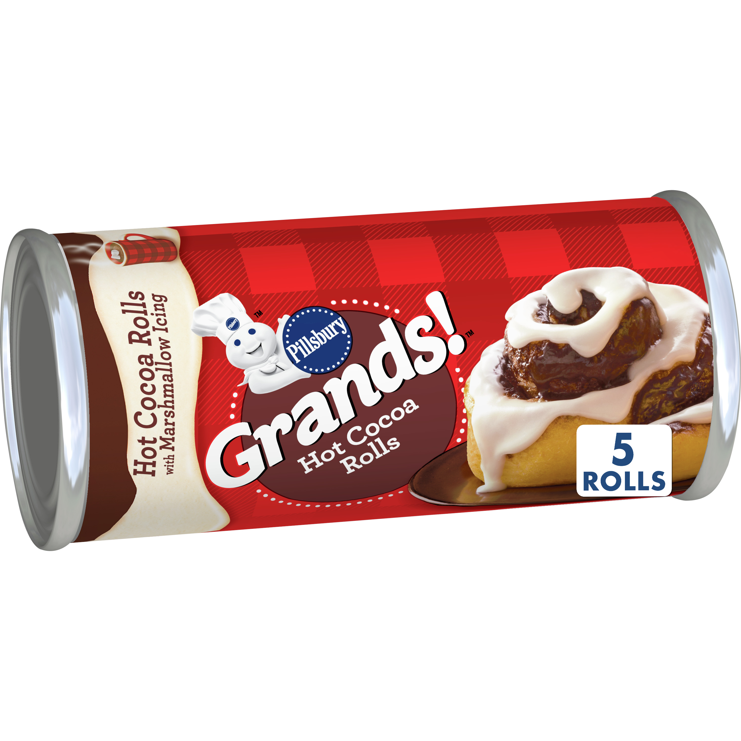 Pillsbury Grands! Holiday Edition Hot Cocoa Flavored Cinnamon Rolls with Icing, 5 Rolls - image 1 of 10