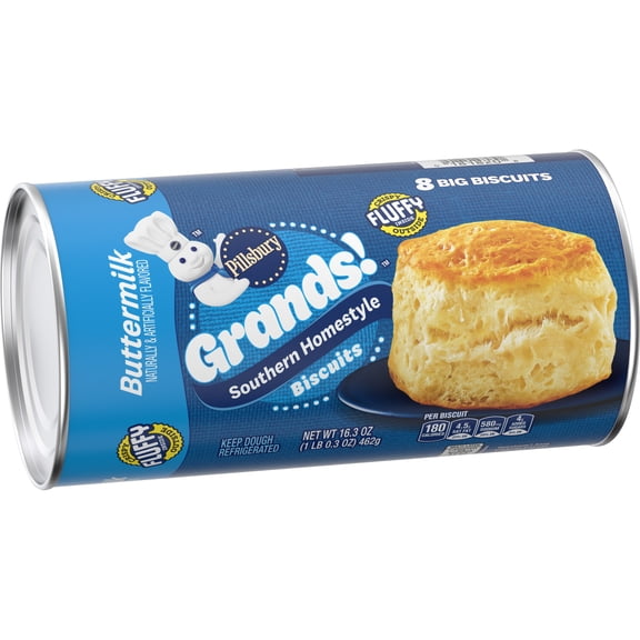 Pillsbury Grands Southern Homestyle Buttermilk Refrigerated Biscuit Dough, 8 Count, 16.3 oz