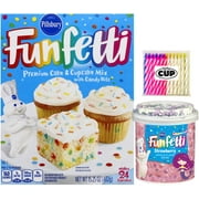 Pillsbury Kids Birthday Bundle: Funfetti Cake Mix and Mermaid Strawberry Frosting with By The Cup Candles