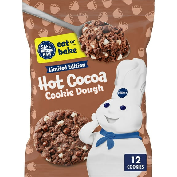 Pillsbury Ready to Bake! Hot Cocoa Cookie Dough, Makes 12 Big Cookies, 14 oz