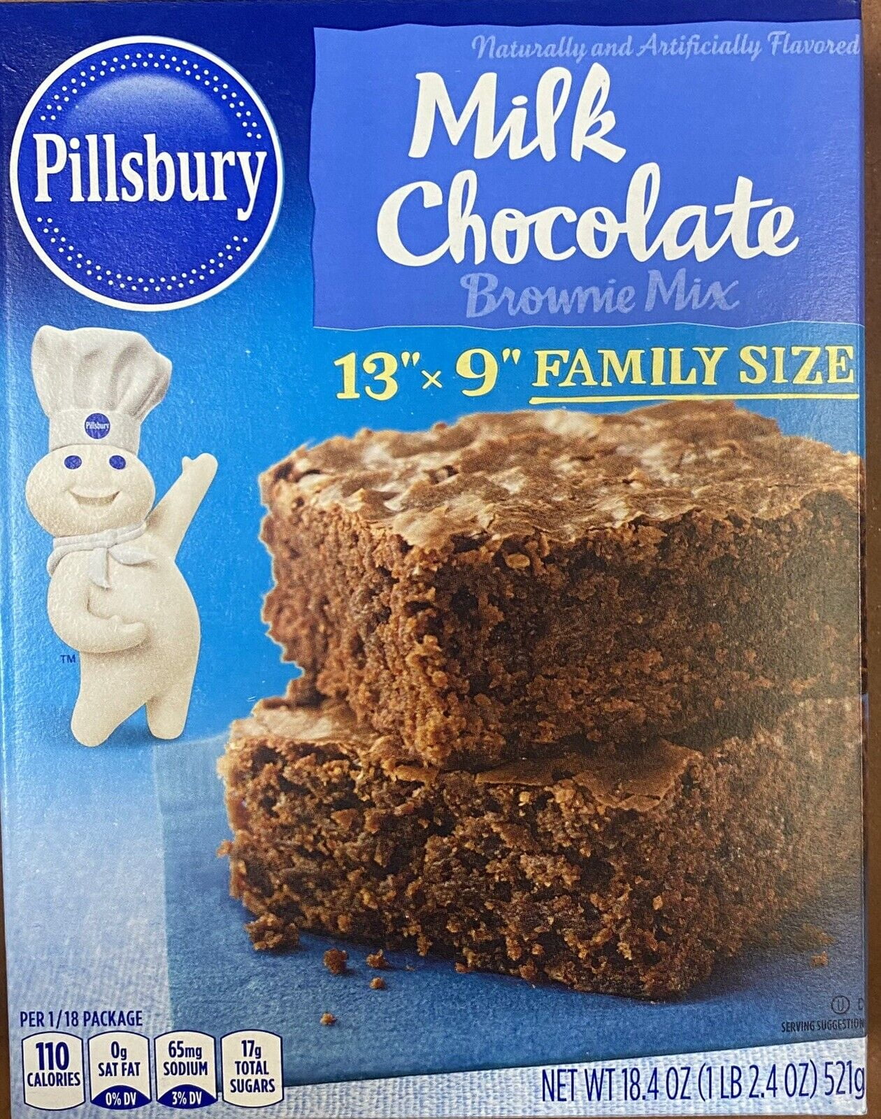 Pillsbury MILK CHOCOLATE 13" X 9" Family size Brownie Mix 18.4 oz Box