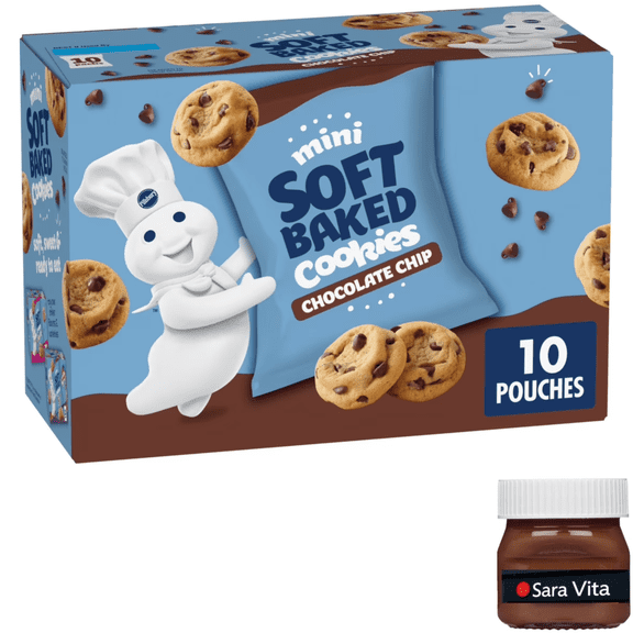 Pillsbury Mini Soft Baked Cookies, Chocolate Chip, Snack Bags, 10 Count, 10 oz