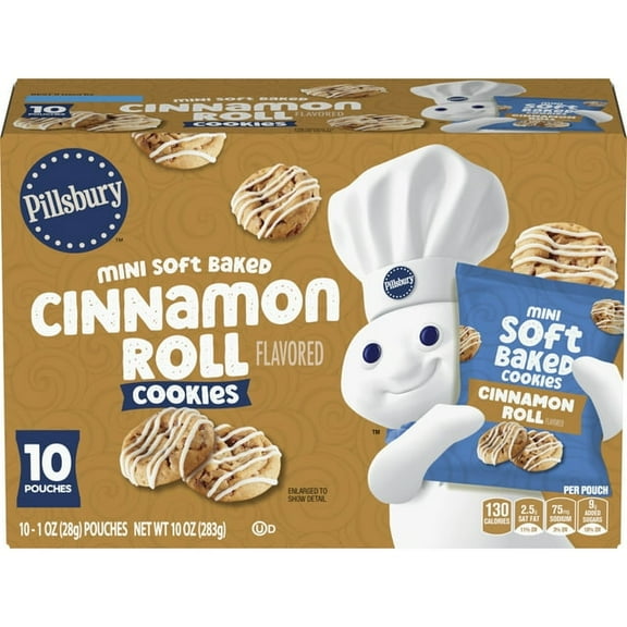 Pillsbury Mini Soft Baked Cookies, Cinnamon Roll, Snack Bags, 10 ct - 2 pack
