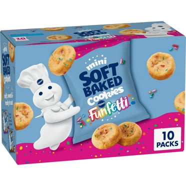 Pillsbury Mini Soft Baked Cookies, Funfetti, Snack Bags, 10 ct