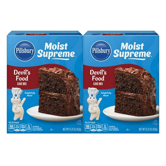 Pillsbury Moist Supreme Premium Cake Mix, Devil's Food, 15.25 oz - Palatize Pack of 2