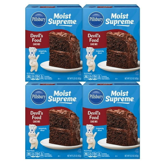 Pillsbury Moist Supreme Premium Cake Mix, Devil's Food, 15.25 oz - Palatize Pack of 4