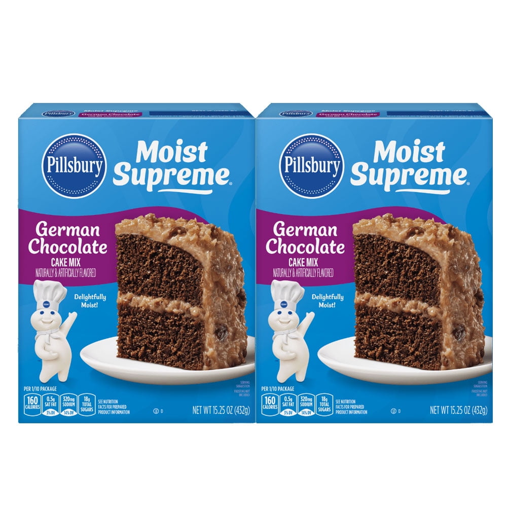 Pillsbury Moist Supreme Premium Cake Mix, German Chocolate, 15.25 oz - Palatize Pack of 2