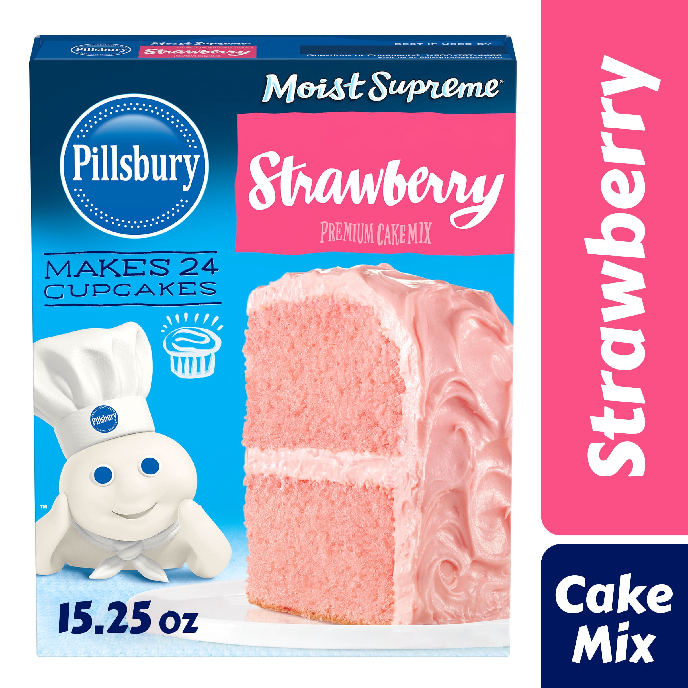 Pillsbury Moist Supreme Premium Strawberry Cake Mix, 15.25 oz Box (Pack of 6)