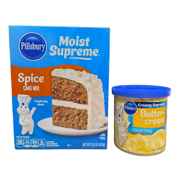 Pillsbury Moist Supreme Spice Cake Mix 15.25 oz and Buttercream Frosting 16 oz