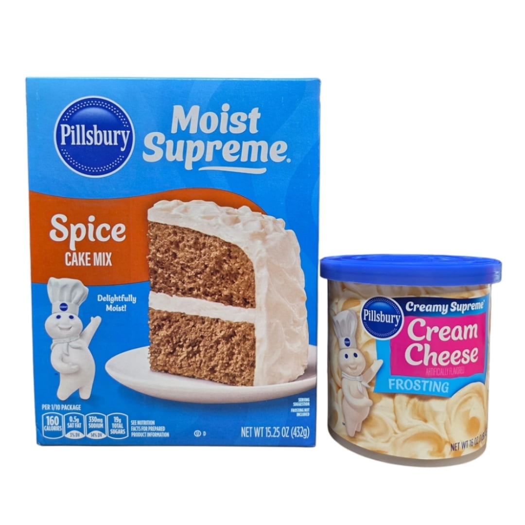Pillsbury Moist Supreme Spice Cake Mix 15.25 oz and Cream Cheese Frosting 16 oz