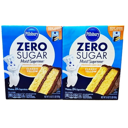 Pillsbury Moist Supreme Sugar Free Classic Yellow Premium Cake Mix, 16 oz (2 Pack)