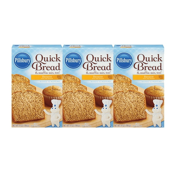 Pillsbury Quick Bread & Muffin Mix, Banana, 14 oz - Palatize Pack of 3