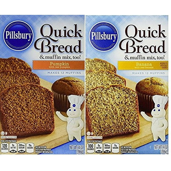 Pillsbury, Quick Bread Variety Of Two : Banana & Pumpkin - 14 Oz Each