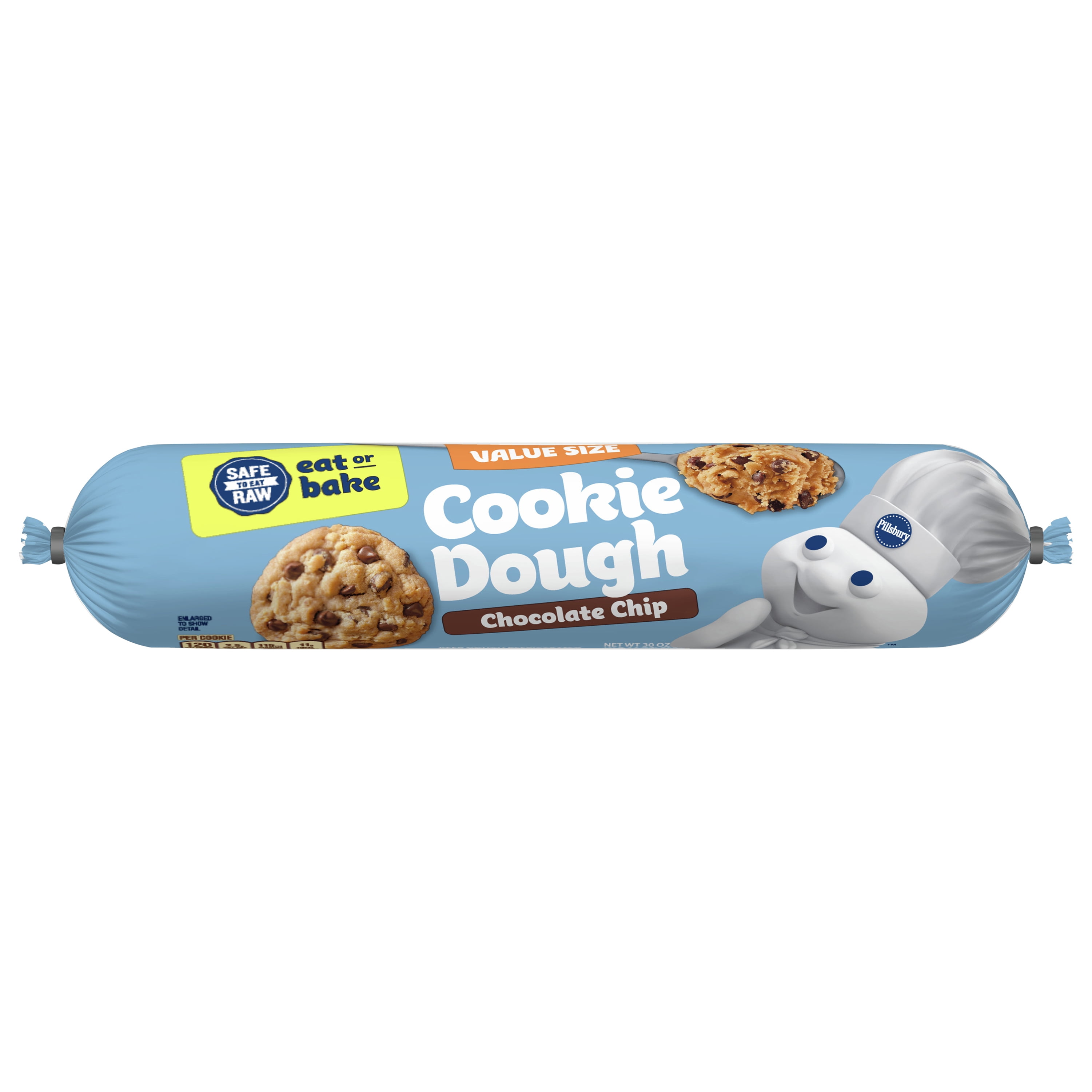 Pillsbury Ready To Bake Refrigerated Cookie Dough, Chocolate Chip, Value Size, 30 Cookies, 30 oz