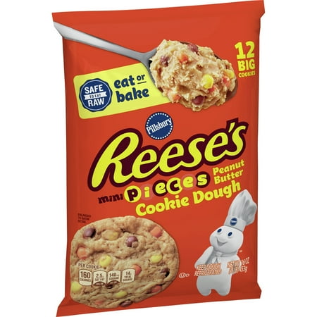 Pillsbury Ready To Bake Cookie Dough, Reese's Mini Pieces Peanut Butter, 12 Cookies, 16 oz