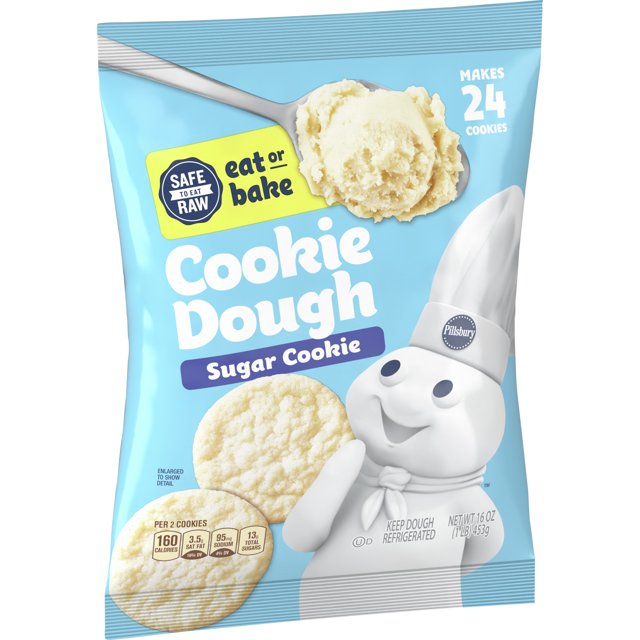 Pillsbury Ready To Bake Refrigerated Cookie Dough, Sugar Cookie, 24