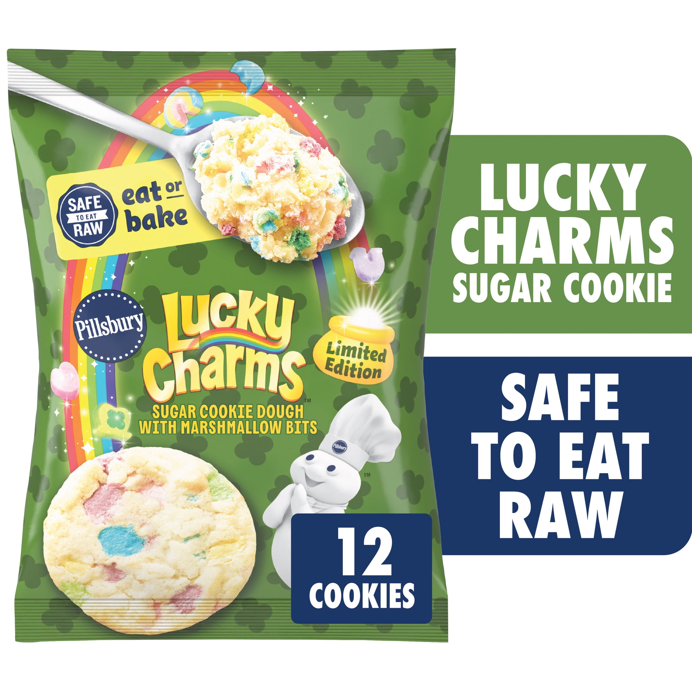 Pillsbury Ready to Bake! Cookie Dough, Limited Edition Lucky Charms Cookie Dough, 14 oz