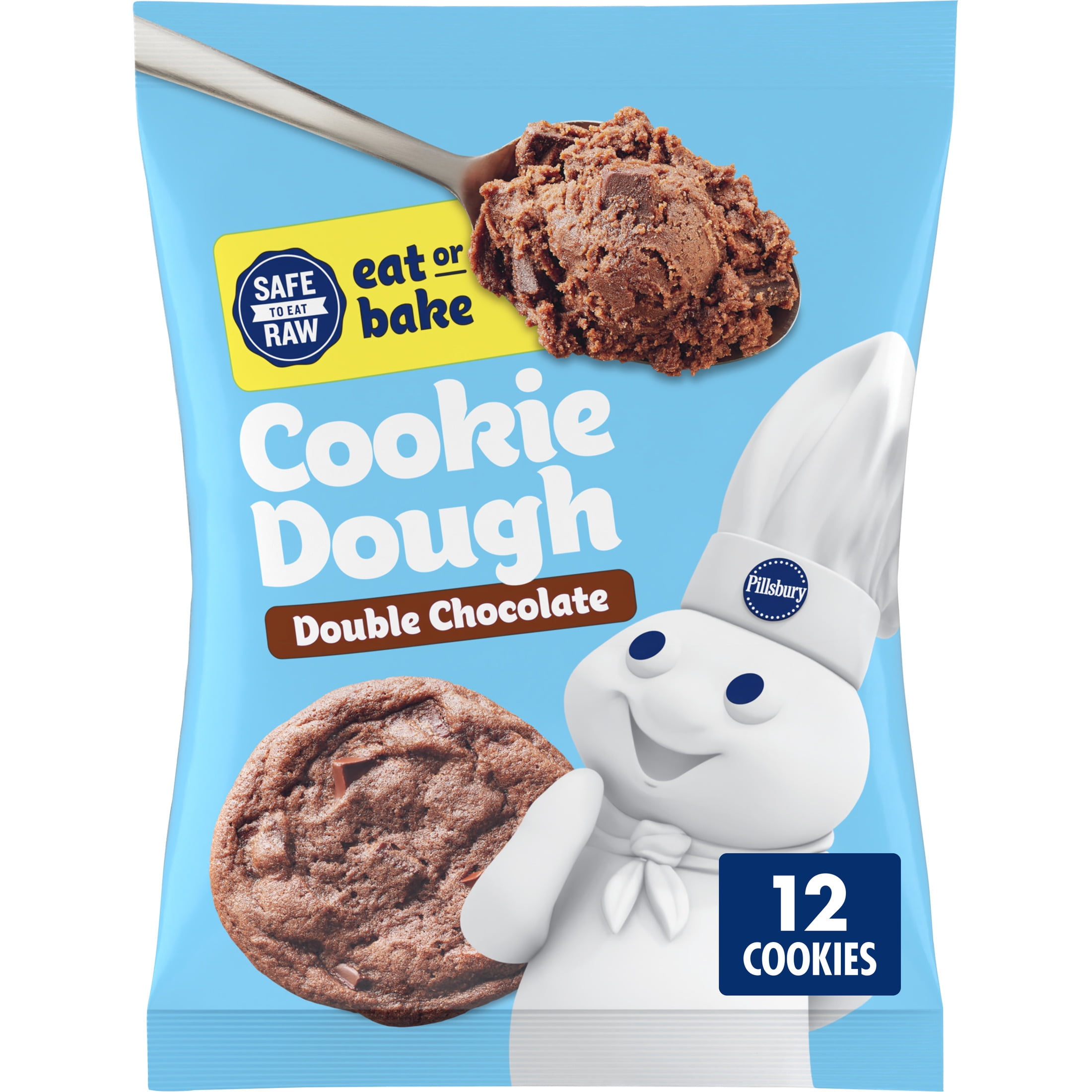 Pillsbury Ready to Bake Double Chocolate Refrigerated Cookie Dough, 12 Big Cookies, 16 oz