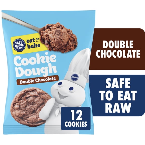Pillsbury Ready to Bake Double Chocolate Refrigerated Cookie Dough, 12 Big Cookies, 16 oz
