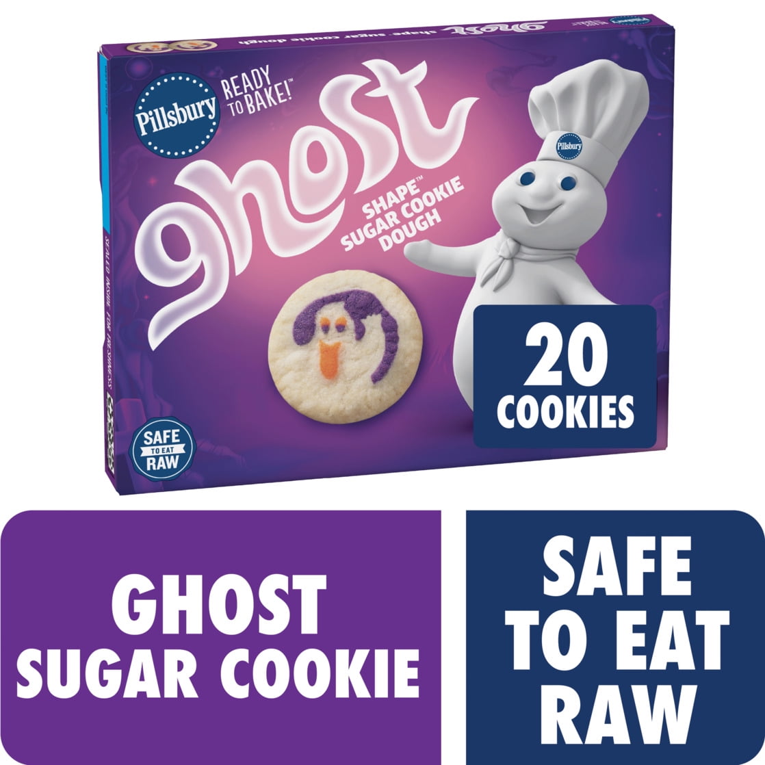 Pillsbury Ready to Bake Ghost Shape Sugar Cookie Dough, 9.1 oz