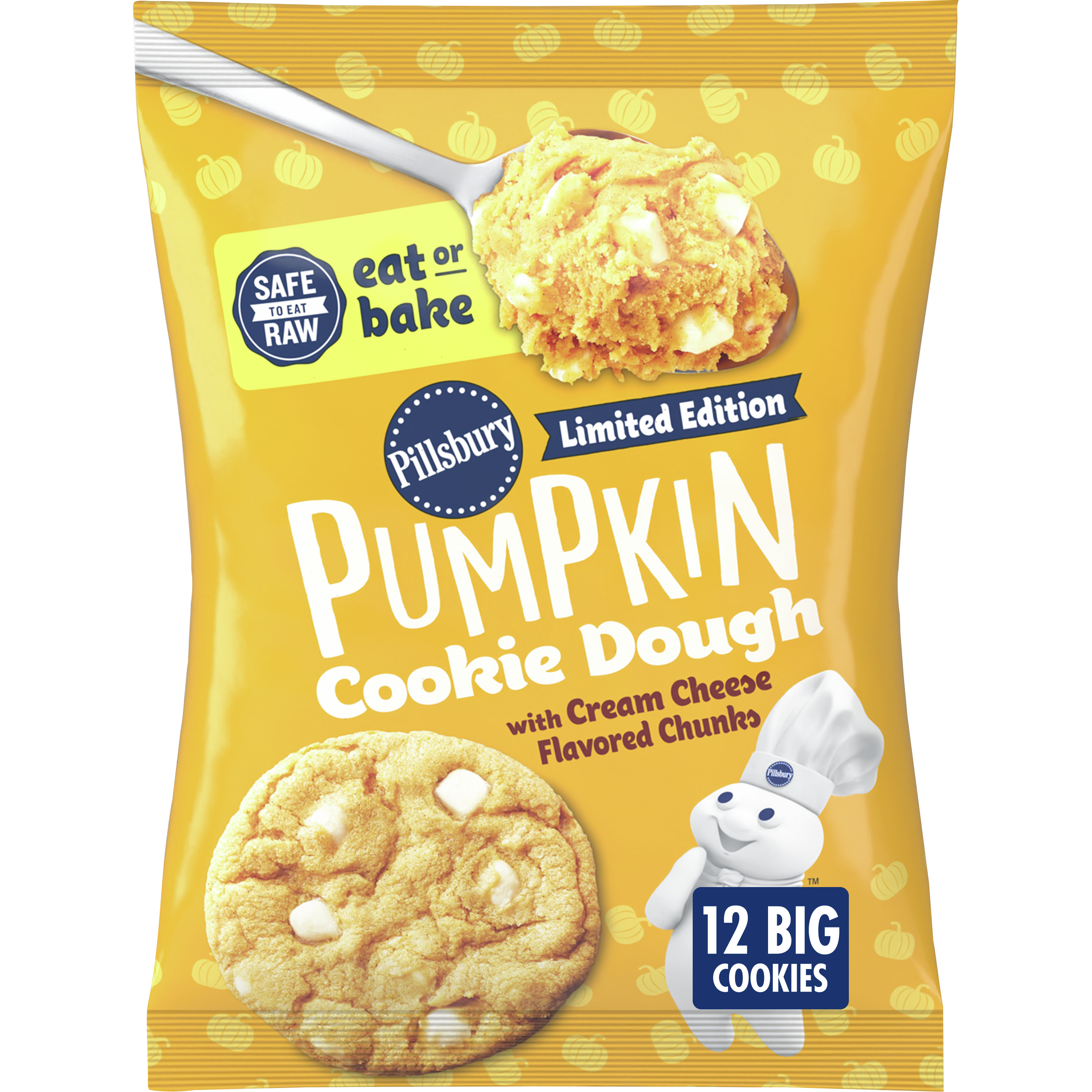 Pillsbury Ready to Bake! Pumpkin Cookie Dough with Cream Cheese Flavored Chips, 12 ct., 14 oz. - image 1 of 9