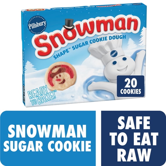 Pillsbury Ready to Bake! Snowman Shape Sugar Cookie Dough, 20 Cookies, 9.1 oz
