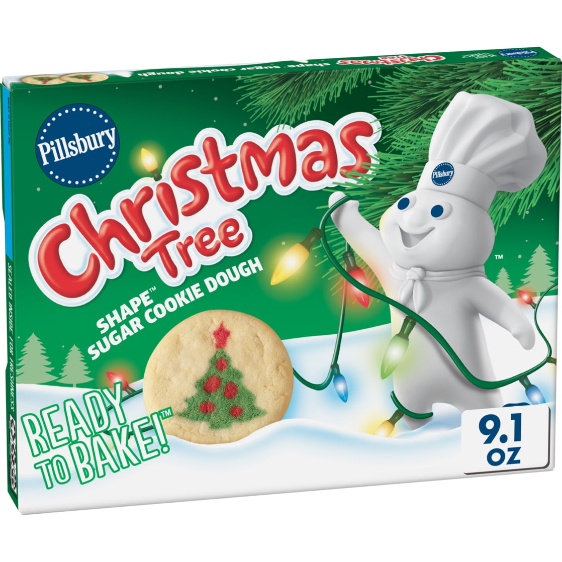 Pillsbury Ready to Bake! Christmas Tree Shape Sugar Cookie Dough, 20 Cookies, 9.1 oz - Walmart.com