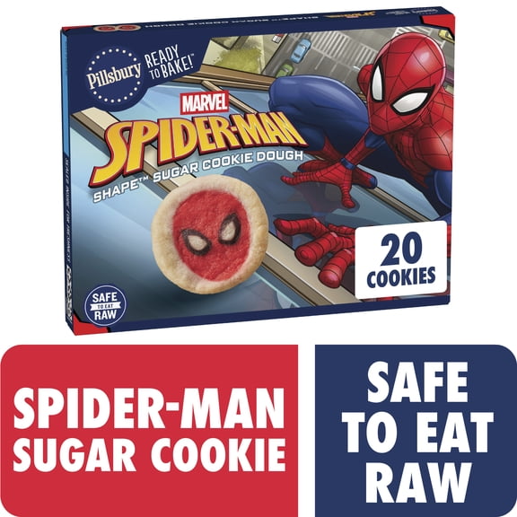 Pillsbury Ready to Bake! Marvel Spider-Man Shape Sugar Cookie Dough, 20 Cookies, 9.1 oz