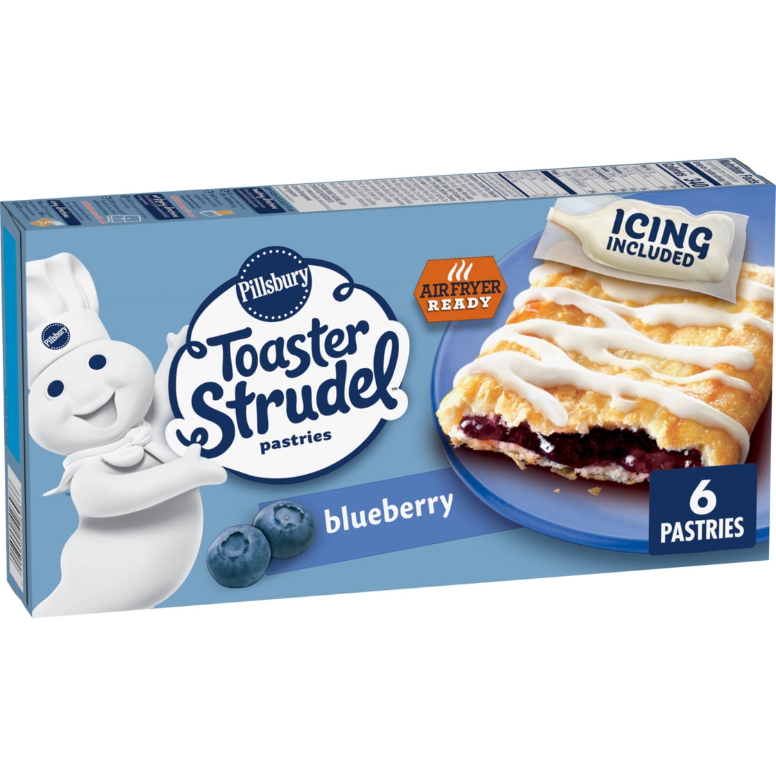 Pillsbury Frozen Toaster Strudel Pastries, Blueberry, 6 Ct, 11.7 oz