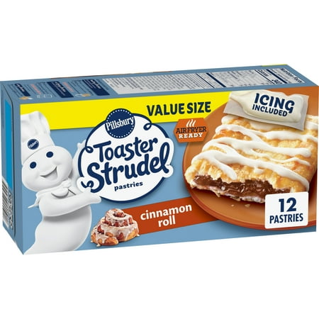 Pillsbury Cinnamon Roll Flavored Toaster Strudel Pastries, 12 Breakfast Pastries (Frozen)