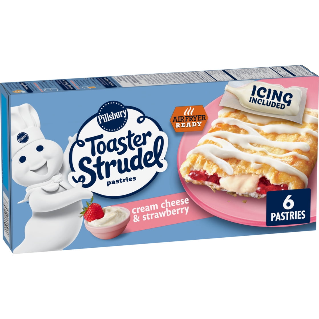Pillsbury Frozen Toaster Strudel Pastries, Cream Cheese and Strawberry, 6 Ct, 11.7 oz