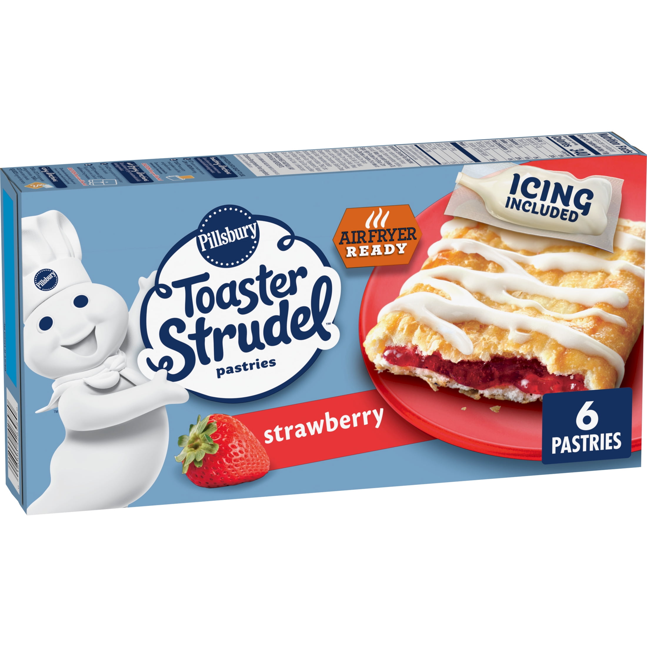 Pillsbury Frozen Toaster Strudel Pastries, Strawberry, 6 Ct, 11.7 oz