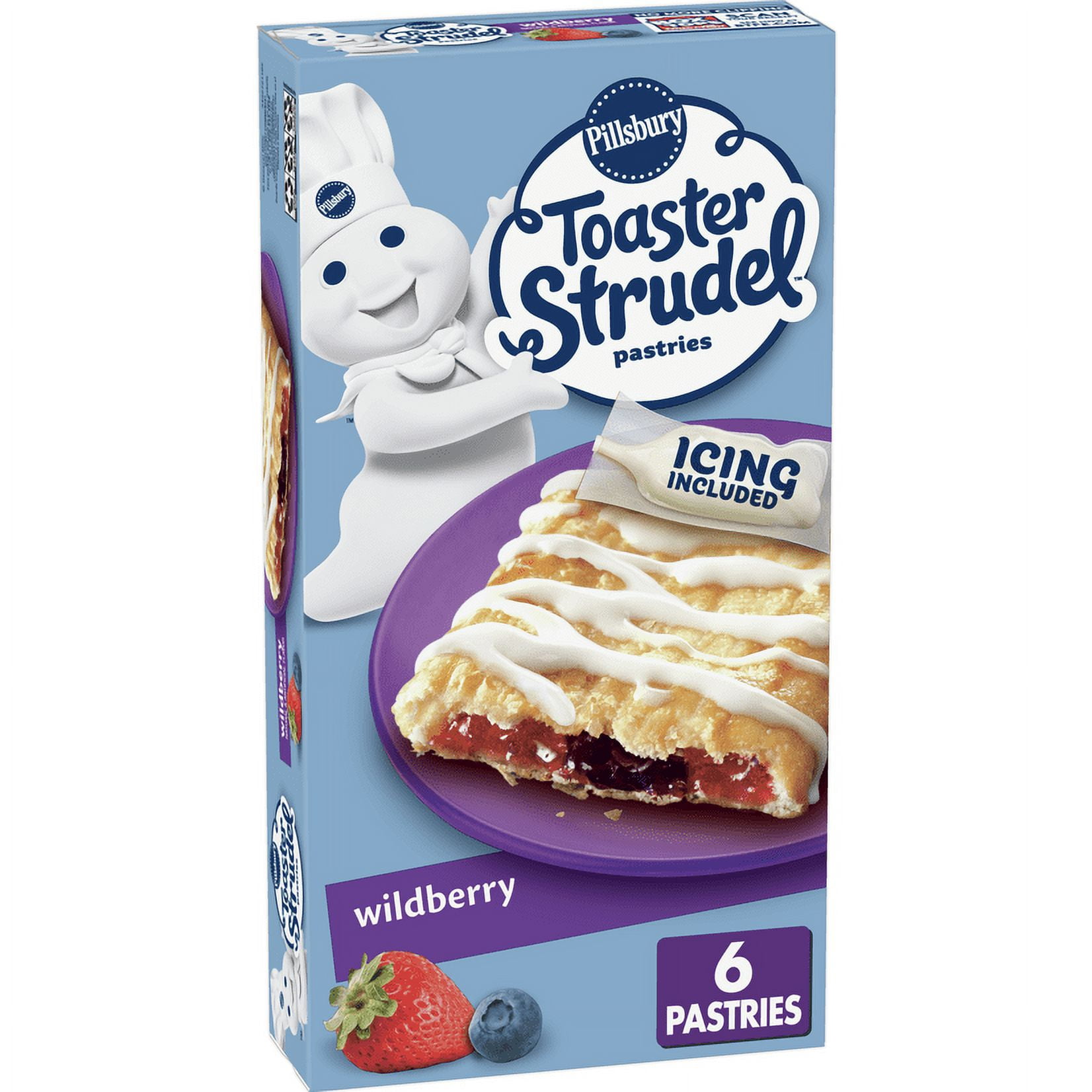 Pillsbury Toaster Strudel, Wildberry, Frozen Pastries, 6 ct, 11.7 oz